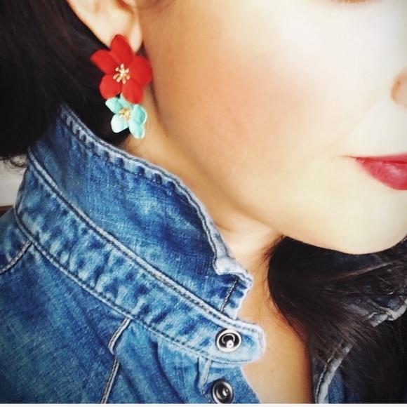 Orchid flower drop earrings floral - Picture 2 of 8